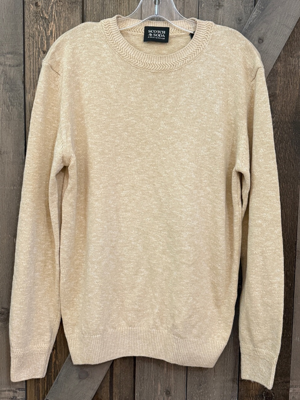 Scotch & Soda Heathered Oatmeal Beige Crewneck Knit Pullover Sweater Preppy